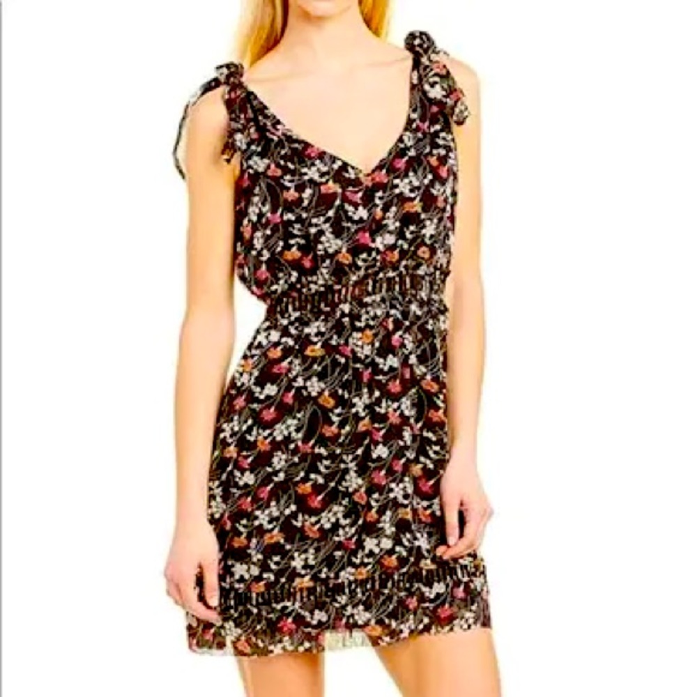 Joie Womens Huntlie Black Summer Short Floral Mini Dress NWT
